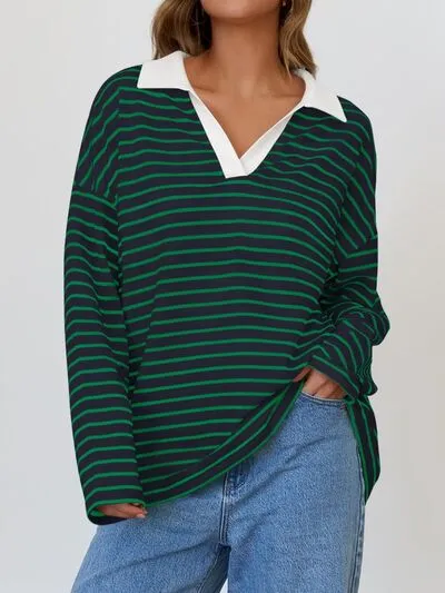 Johnny Collar Long Sleeve Sweatshirt